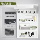 Rebee Vision Key and Mail Holder for Wall with Floating Shelf : Decorative Hanging Organizer with 5 Sturdy Keys Hooks and Wall Mount Key Rack - Farmhouse Entryway Décor (Modern White) by CozyNest Decor
