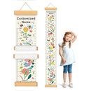 Personalized Name Growth Chart for Wall, Flower Birds Canvas Height Chart for Kids Baby Child Toddler Boys Girls, Canvas&Wood Growth Chart for Wall Room Nursery Decor,Easy Care by TinyTreasures Baby Boutique