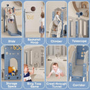 YUFU 8 in 1 Toddler Slide Set, Kids Slide for Toddlers Age 1-3, Toddler Playset with Climber, Basketball Hoop and Ball, Outdoor Indoor Playground for Toddlers 1-3 (Blue+Gray) by TinyTreasures Baby Boutique