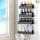 4 Pack Magnetic Spice Rack Organizer for Refrigerator and Oven, Black Fridge Organizers and Storage for Kitchen by CozyNest Decor