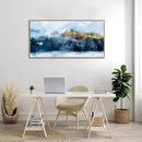 Framed Canvas Wall Art Indigo Abstract Mountain Pictures Wall Decor Blue Grey Orange Mountain Peaks Canvas Painting Prints Modern Abstract Artwork for Living Room Bedroom Decoration 24" x 48" by CozyNest Decor