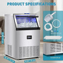Commercial Ice Maker Machine, 175Lbs/24H with 45Lbs Storage, 55Pcs Clear Ice Cubes in 8-15Mins, Freestanding Stainless Steel Ice Machine for Home, Bar, Party, Office - Fast Ice Making & Easy to Clean by CozyNest Decor
