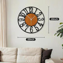 Maxstar Round Wall Clock for Living Room Decor Battery Operated Non Ticking Black Metal Wood Clocks for Home Living Room Garden Office Kitchen Decoration -20 inch by CozyNest Decor