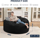 3FT Bean Bag Chair, Comfy Bean Bag Chairs with Memory Foam Filled, Fluffy Beanbag Sofa with Dutch Velvet Cover, Round BeanBag Chairs for Living Room, Playroom - Black by TinyTreasures Baby Boutique