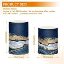 Flickering Flameless Candles, Navy Blue Marble Golden Veins LED Candles with Remote Timer, Set of 2 Battery Operated Candle for Valentine Wedding Birthday by GreenHaven Gardens