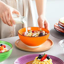 vancasso Bonita Dinnerware Sets, 24 Pieces Multicolor Stoneware Dinner Set for 6, Handpainted Spirals Pattern Ceramic Plates and Bowls Sets Kitchen Plate Set by CozyNest Decor