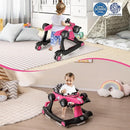 BABY JOY 4-in-1 Baby Walker, Foldable Activity Walker with Adjustable Height & Speed, Music, Lights, Steering Wheel, Comfy Seat Cushion, Activity Baby Push Walker for Boys Girls Aged 6 –18 (Pink) by TinyTreasures Baby Boutique