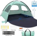 WhiteFang Beach Tent Anti-UV Portable Sun Shade Shelter for 3/4/6/8 Person, Extendable Floor with 3 Ventilating Mesh Windows Plus Carrying Bag, Stakes and Guy Lines by TinyTreasures Baby Boutique