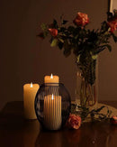 Flickering Flameless Candles with 3D Moving Flame Set of 3(H 5" 6" 7" x D 3"), Last 1000+ Hours Battery Operated Candles with Remote Timer, Ivory Real Wax Electric LED Pillar Candles by CozyNest Decor