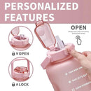 64oz,100oz,128oz Large Motivational Water Bottle with Time Marker, Leakproof & BPA Free Half Gallon Big Water Bottle with Straw Handle Tritan Frosted Water Jug for Gym,Fitness,Outdoor Sports by CozyNest Decor