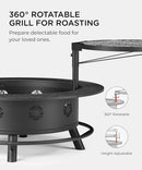 43 Inch Fire Pit with BBQ Grill, Wood Burning Fire Pits for Outside with Lid & Poker, Extra Large Heavy Duty Firepits, BBQ & Outdoor Firepit & Round Metal Table 3 in 1 for Bonfire, Patio, Picnic by GreenHaven Gardens