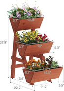 3-Tiers Wooden Raised Garden Bed,Wood Planter Box for Vegetable,Flower Rack,Flower Pot Stands,Indoor Outdoor Gardening Planting Beds (Brick red, Small) by GreenHaven Gardens