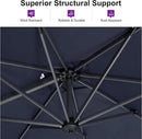 PURPLE LEAF 8 Feet Square Cantilever Umbrella Patio Umbrella with Base Outdoor Umbrella Aluminum Offset with 360-degree Rotation for Garden Deck Pool Patio, Navy Blue by GreenHaven Gardens