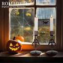 Romadedi Candle Holder for Halloween Decor: Set of 2 Black Gothic Skull Taper Candlestick Table Centerpiece Decorations Spooky Party Dinning Room Home Indoor by CozyNest Decor