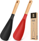 Cooking Spoon for Nonstick Cookwares, Great for Cooking and Serving Sturdy BPA-Free Matte Silicone, Wood Handle Spoon for Mixing, Scoop, and Scrape (Black & Red, 11.4 inch) by CozyNest Decor