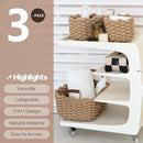 Sea Team 3-Pack Rectangle Woven Cotton Rope Storage Baskets with Handles, Shelf Basket, Closet Organizers, 3-in-1, Khaki by CozyNest Decor