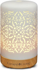 Earnest Living Essential Oil Diffuser White Ceramic Diffuser 100 ml Timers Night Lights and Auto Off Function Home Office Humidifier Aromatherapy Diffusers for Essential Oils by TinyTreasures Baby Boutique