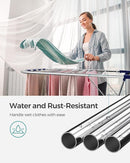 SONGMICS Clothes Drying Rack, with Sock Clips, Metal Laundry Rack, Foldable, Space-Saving, Free-Standing Airer, with 2 Height-Adjustable Gullwings, Indoor Outdoor Use, Silver and Blue ULLR52BU by TinyTreasures Baby Boutique