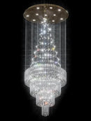 D32''X H100'' Modern Crystal Raindrop Gold Chandelier Lighting for Entrance, Stairs, Doorway, Crystal Ornament Chandelier Can be Used on Sloping Ceiling by CozyNest Decor