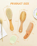 Lictin Baby Hair Brush and Comb Set, 4 Pcs Newborn Hair Brush with Soft Bristle, Natural Goat Hair and Wood Baby Cradle Cap Comb for Newborns & Toddlers, Newborn Baby Essentials, Perfect Registry Gift by TinyTreasures Baby Boutique