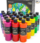 Shuttle Art Acrylic Paint, 24 Colors Acrylic Paint Bottle Set, 250ml/8.45oz Each, Rich Pigments, High Viscosity, Bulk for Artists, Beginners and Kids Painting on Rocks Crafts Canvas Wood by TinyTreasures Baby Boutique