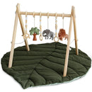 Razee Wooden Baby Play Gym Activity Mat, Leaf Shaped Play Mat Baby Gym with 6 Hanging Sensory Toys Foldable Baby Gym Newborn Infant Baby Use by TinyTreasures Baby Boutique