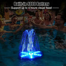 Solar Bird Bath Fountains Upgraded, 4W Solar Powered Water Fountain Pump with 7 Nozzles & 4 Fixers, 4000 Battery, 7 Colors LED Light for Garden, Pond, Pool, Fish Tank, and Outdoor by GreenHaven Gardens