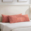 Fancy Homi Set of 2 Coral Boho Long Lumbar Body Decorative Throw Pillow Cover 14x36 Inch for Bed Couch Bedroom Bench, Soft Patchwork Corduroy Textured Pillow Case, Rustic Farmhouse Room Décor by CozyNest Decor