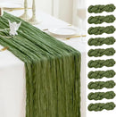 Sioloc 10 Pack Moss Green Cheesecloth Table Runner Fall Autumn Decor for Home 10ft Table Cloth for Tea Wedding Birthday Party Baby Bridal Shower Halloween Thanksgiving by CozyNest Decor