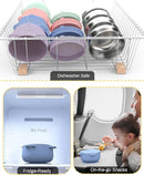 Baby Suction Bowls with Lids 4-Pack, 2-in-1 Stainless Steel 304 Toddler Bowl & Removable Silicone Suction Kids Bowl Plate Set Non Toxic Snack Dishes for Self-Feeding, Unicorn Magic Set by TinyTreasures Baby Boutique