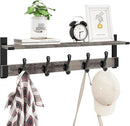 Homode Coat Rack Wall Mount with Shelf, 29 Inch Wood Wall Shelf with Hooks, Entryway Coat Hanger Wall Mount with 5 Hangers for Bathroom, Bedroom, Living Room, Grey by CozyNest Decor