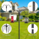 FEED GARDEN Adjustable Double Shepherds Hook for Outdoor with 5 Prong Base 63 Inch Heavy Duty Two Sided Bird Feeder Pole for Hanging Plant Baskets, Solar Light Lanterns, Wind Chimes by GreenHaven Gardens