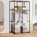 SORCEDAS Portable Wardrobe Closet Storage Organizer Metal Hanging Rack Non-Woven Fabric 34 Inch Coffee (34 Inch, Coffee) by CozyNest Decor