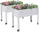 A ANLEOLIFE 2-Set Galvanized Raised Garden Bed with Legs,48x24x35in Large Elevated Planter Box on Wheels with Drainage Holes for Backyard, Balcony, Patio, 600lb Capacity, Antique White by GreenHaven Gardens