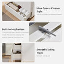 JXQTLINGMU 22" Modern Nightstand with Charging Station, Large Push-to-Open End Table, Wood Bedside Table w/Curved Profile Design, Handleless 3 Drawer Night Stand for Bedroom, Living Room, Off White by CozyNest Decor