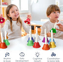MINIARTIS Hand Bells for Kids | Educational Music Toys for Toddlers 8 Notes Colorful Handbells Set | Kids Musical Instrument with 15 Songbook | Great Birthday Gift for Children by TinyTreasures Baby Boutique
