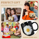 12Oz Daisy Black Ceramic Mug, Mug for Daily Coffee and Tea, Lead-free, Microwave and Dishwasher Safe Coffee Mug, Perfect gifts for women and men by CozyNest Decor