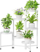 iDavosic.ly 6 Tier Large Plant Stand Indoor with 10 Inch Wide Tray, Tiered Corner Metal Outdoor Flower Display Holder Shelf, Folding Tall Rack for Patio Porch Living Room, White by GreenHaven Gardens