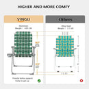 VINGLI Folding Aluminum Webbed Lawn Chairs with Detachable Cup Holder, High Beach Chair for Adults Heavy Duty, Portable Patio Chair, Camping Chair for Yard, Garden, 2 Pack by GreenHaven Gardens