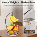 Livabber Countertop Fruit Basket Bowl with Banana Hanger, Modern Standing Fruit Vegetable Bowl Storage, with Banana Tree Holder for Kitchen Dinning Table (Round Marble, Black) by CozyNest Decor