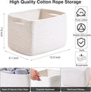 Storage Baskets for Organizing, Woven Basket for Storage, Storage Baskets Bin for Shelves, Cotton Rope Basket with Handles, 12.5"Lx9.1"Wx7.9"H, (4 Packs) Off White by CozyNest Decor
