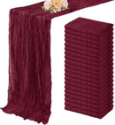 Burgundy 20 Pack Cheesecloth Table Runner 10FT Rustic Gauze Cheese Cloth Table Runner for Wedding Bridal Baby Shower Table Decor 20 x 120 Inch Long Boho Fabric Sheer Birthday Party Table Decorations by CozyNest Decor
