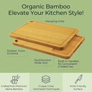 Wood Cutting Board for Kitchen - Reversible Bamboo Cutting Boards Gift Set of 3 with Juice Groove, Wooden Chopping Board for Meat, Fruit, Vegetables & Cheese (Pre Oiled, Natural) by CozyNest Decor