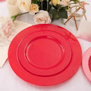 FLOWERCAT 60PCS Red Plastic Plates - Heavy Duty Red Plates Disposable for Party - Include 30PCS 10.25inch and 30PCS 7.5inch for 30 guests Party & Christmas & New Year by CozyNest Decor