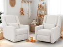 Power Recliner Chair Swivel Glider, Large Rocker Recliner w/USB Charging Port, Boucle Upholstered Swivel Rocker Glider Recliner for Nursery,Bedroom,Living Room,Set of 2,Cream by CozyNest Decor