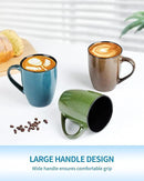 Ceramic Mugs 12oz,Large Ceramic Coffee Cups for Men, Women, Dad, Mom, Modern Coffee Mugs With Handle For Tea,Latte,Cappuccino,Cocoa. (green and brown 4pack) by CozyNest Decor