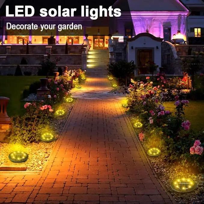 Solar Powered Ground lights 12 Pack,Waterproof LED Solar Lights Outdoor Solar Disk Lights Decorative,Solar Garden Lights for Landscape Pathway Patio Yard Walkway Path Lawn Driveway Lighting Warm White, photo 6 of 8
