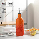 Sweejar Ceramic Olive Oil Dispenser Bottle, 20 Oz Relief Opaque Oil Cruet Protects To Reduce Oxidation, Suitable for Storage Soy Sauce, Coffee Syrup, Liquids, Set of 1 (Gradient Orange) by CozyNest Decor