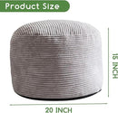 HIGOGOGO Round Stuffed Pouf Ottoman, Corduroy Poufs with Foam Chunk Filling, Furry and Fluffy Pouf Foot Stool Storage Ottoman, 20 X 15 Floor Poufs Foot Rest for Living Room, Grey by CozyNest Decor