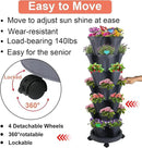 Vertical Planter, 7 Tier Stackable Strawberry Planter with Garden Tool Set, Movable Indoor/Outdoor Garden Herb Pot for Growing Vegetables and Succulents, Dark Gray by CozyNest Decor